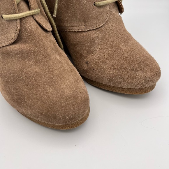 Steve Madden Danni Wedge Ankle Boots Womens 8.5M Beige Lace Up Leather - Picture 9 of 10